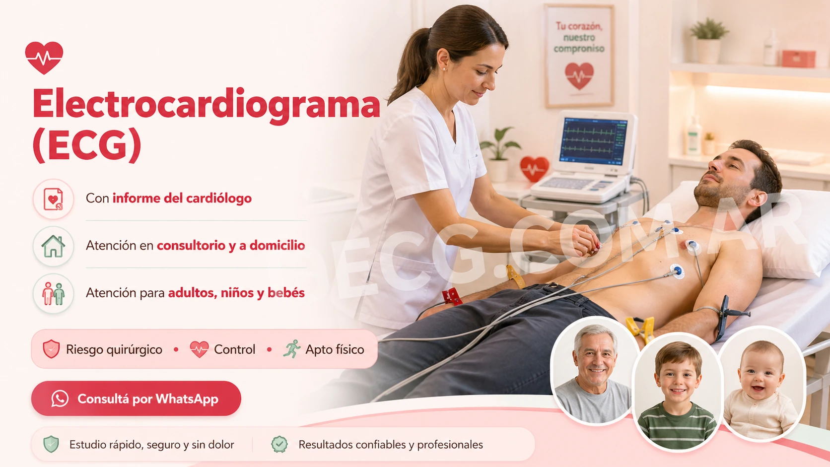 Electrocardiograma particular con informe en gabinete y a domicilio