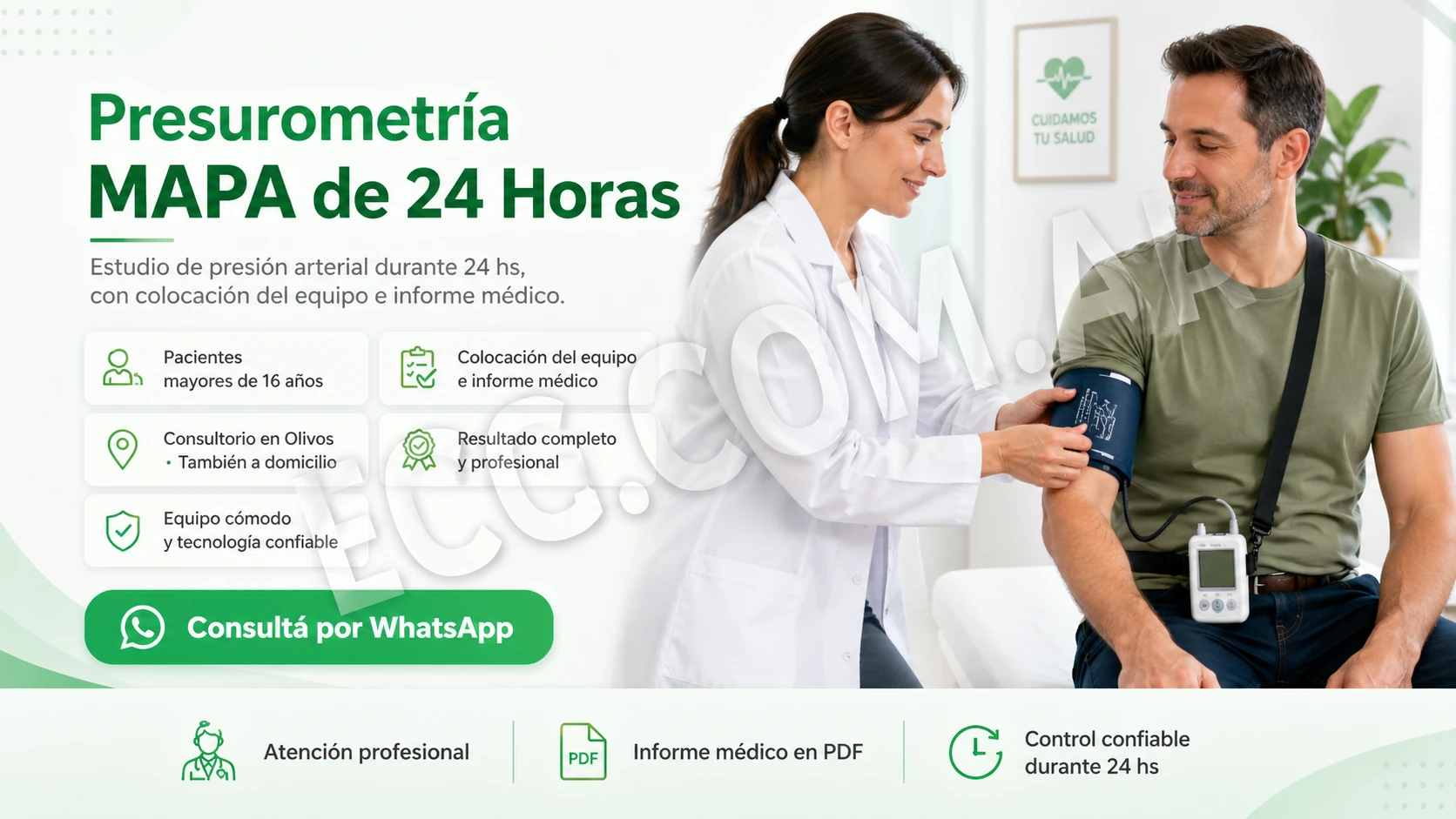 Servicio de electrocardiograma en consultorio o domicilio